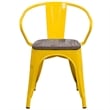 Flash Furniture Metal Dining Arm Chair in Yellow