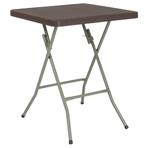 Flash Furniture 24&quot Square Plastic Folding Table in Brown and Gray