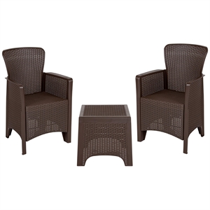 Flash Furniture 3 Piece Patio Conversation Set in Chocolate
