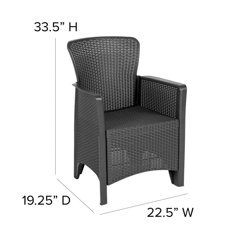 Flash Furniture 3 Piece Resin Patio Conversation Set in Dark Gray