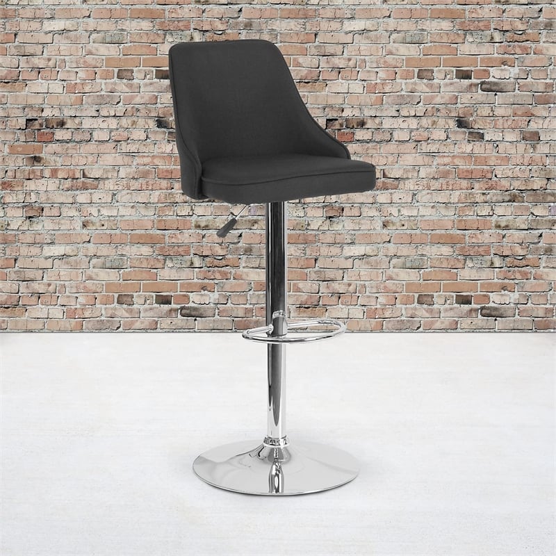 Flash Furniture Trieste Upholstered Adjustable Bar Stool in Black
