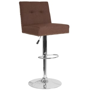 Flash Furniture Ravello Tufted Adjustable Bar Stool in Brown