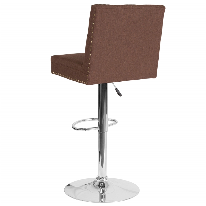 Flash Furniture Ravello Tufted Adjustable Bar Stool in Brown