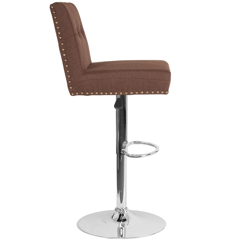 Flash Furniture Ravello Tufted Adjustable Bar Stool in Brown