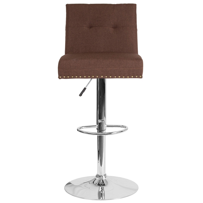 Flash Furniture Ravello Tufted Adjustable Bar Stool in Brown