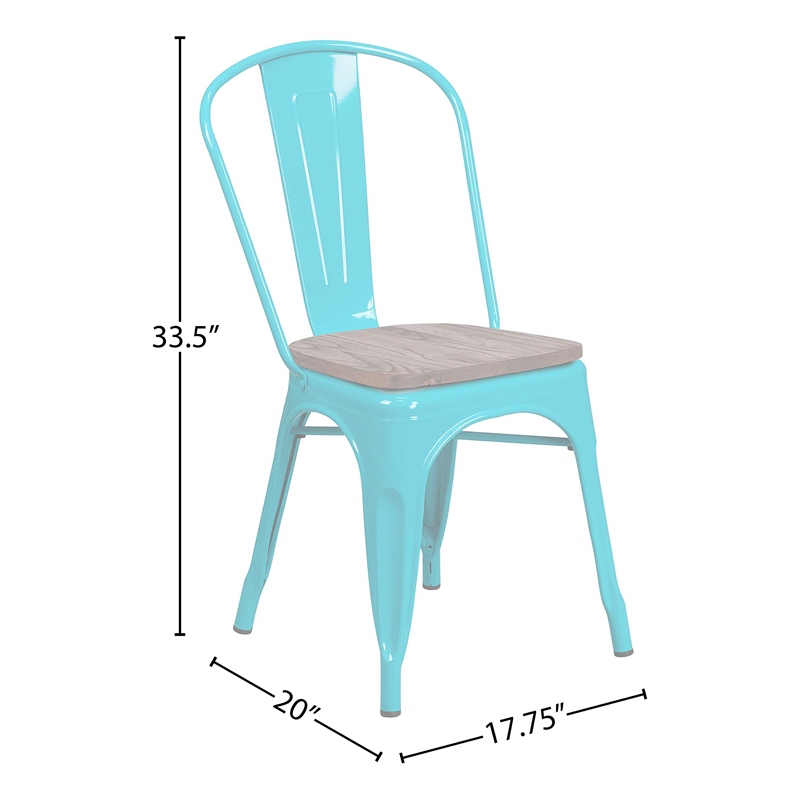 Flash Furniture Metal Dining Side Chair in Crystal Teal