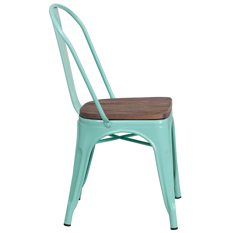 Flash Furniture Metal Dining Side Chair in Mint Green