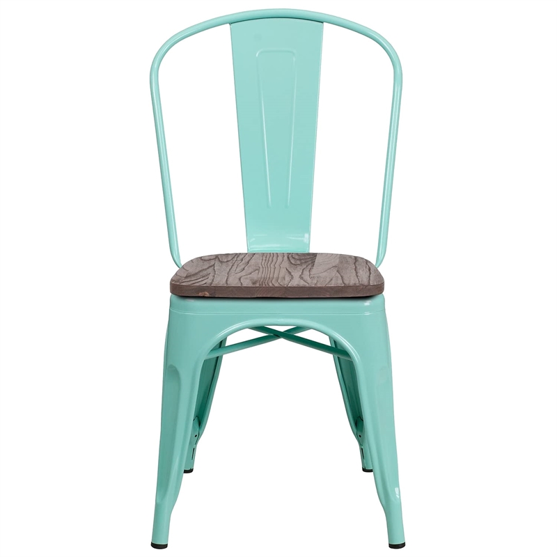 Flash Furniture Metal Dining Side Chair in Mint Green