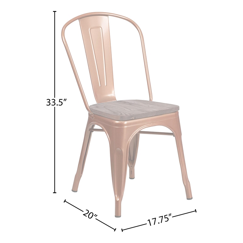Flash Furniture Metal Dining Side Chair in Copper and Wood Grain