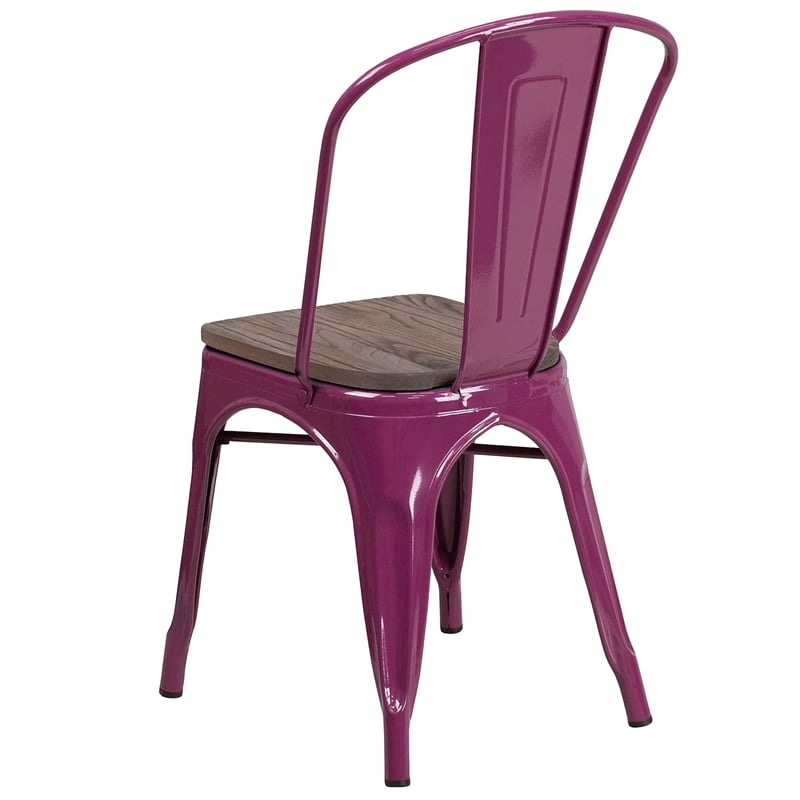 Flash Furniture Metal Dining Side Chair in Purple