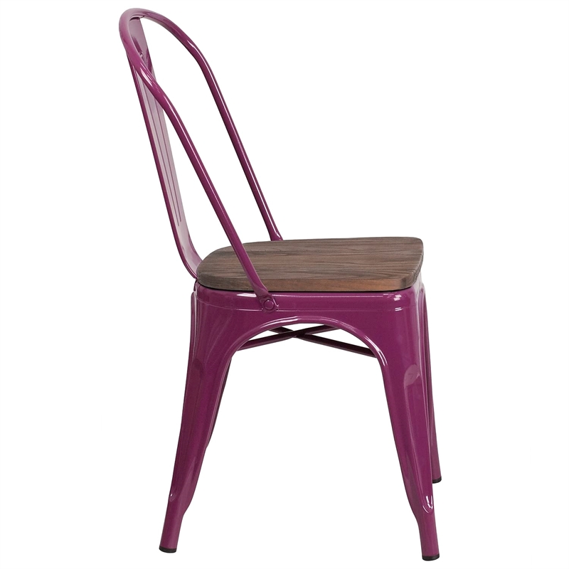 Flash Furniture Metal Dining Side Chair in Purple