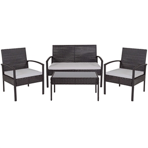 Flash Furniture Aranas 4 Piece Patio Sofa Set in Black and Light Gray