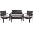 Flash Furniture Aranas 4 Piece Patio Sofa Set in Black and Light Gray