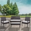 Flash Furniture Aranas 4 Piece Patio Sofa Set in Black and Light Gray