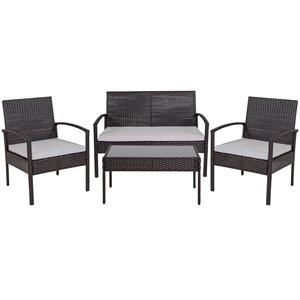 flash furniture aranas 4 piece patio sofa set in black and light gray