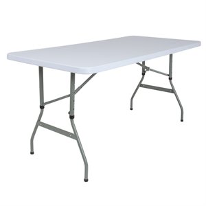 flash furniture contemporary height adjustable plastic bi-fold table in granite white