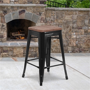 Flash Furniture 24&quot Backless Metal Counter Stool in Black