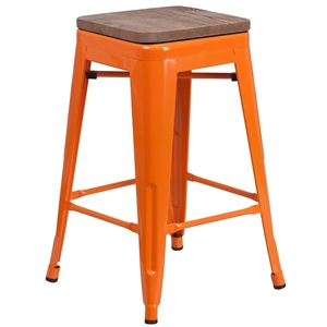 Flash Furniture 24&quot Backless Metal Counter Stool in Orange