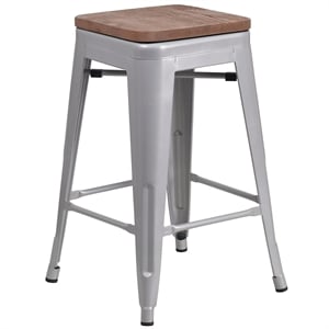 Flash Furniture 24&quot Backless Metal Counter Stool in Silver