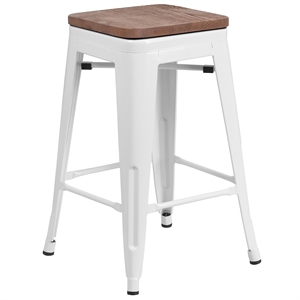 Flash Furniture 24&quot Backless Metal Counter Stool in White