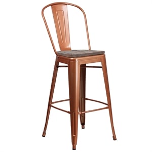 Flash Furniture 30&quot Metal Bar Stool in Copper and Wood Grain