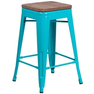 Flash Furniture 24&quot Backless Metal Counter Stool in Crystal Teal
