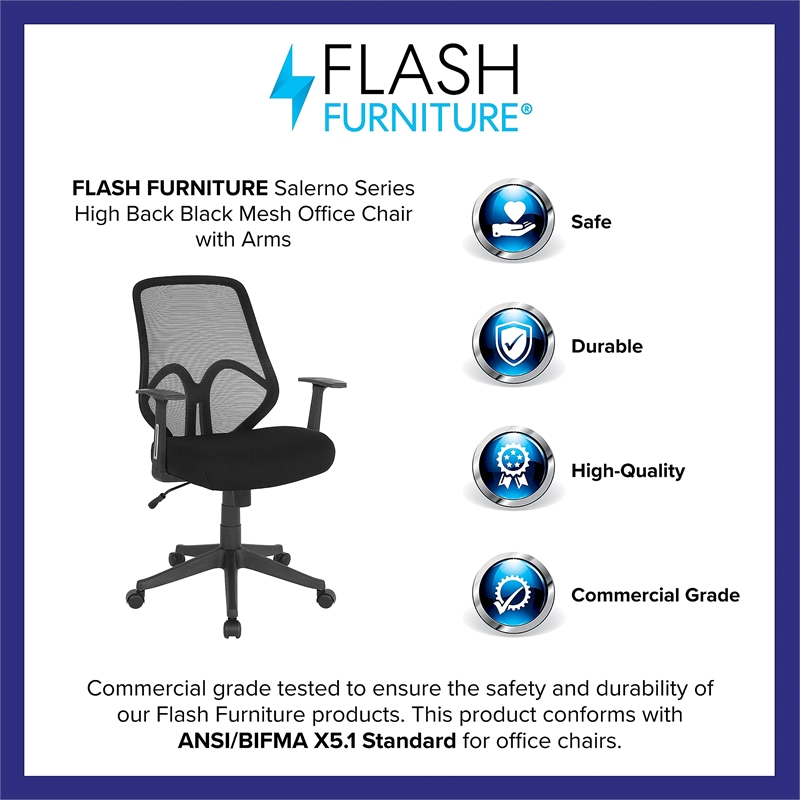 Flash Furniture Salerno High Back Mesh Swivel Office Chair in Black