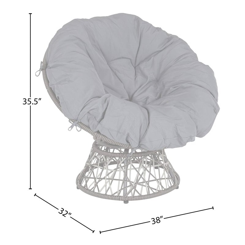 Flash Furniture Swivel Patio Papasan Chair in Gray and Silver