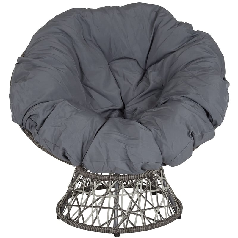Flash Furniture Swivel Patio Papasan Chair in Gray and Silver