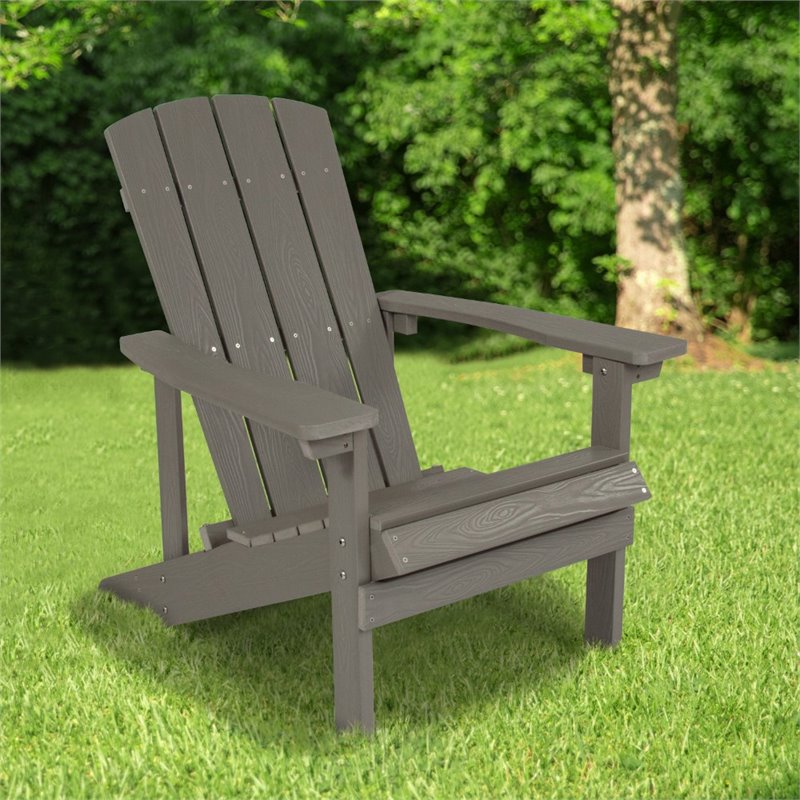 Flash Furniture Charlestown All-Weather Adirondack Chair in Gray Faux Wood