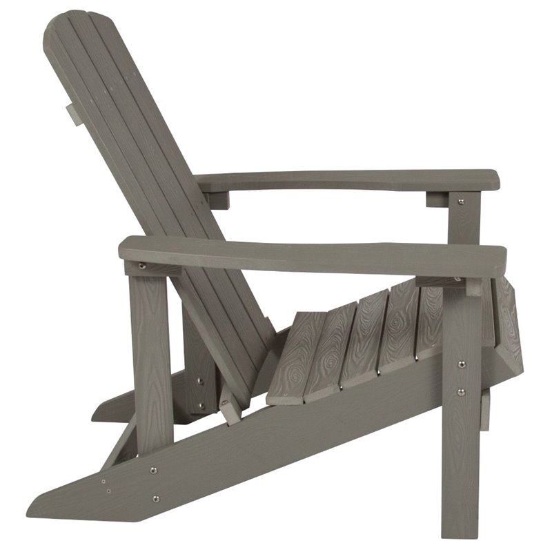 Flash Furniture Charlestown All-Weather Adirondack Chair in Gray Faux Wood