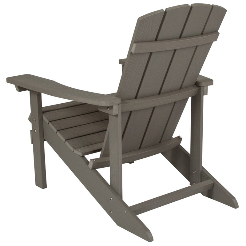 Flash Furniture Charlestown All-Weather Adirondack Chair in Gray Faux Wood