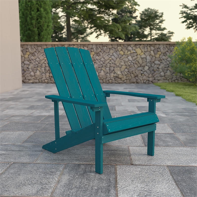 Flash Furniture Charlestown Faux Wood Adirondack Chair In Sea Foam