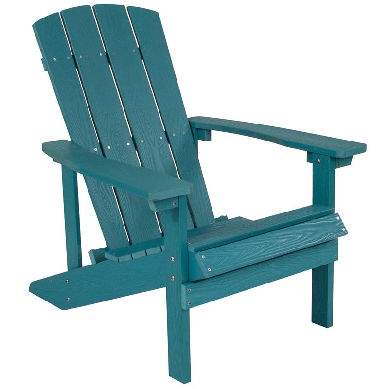 Flash Furniture Charlestown Faux Wood Adirondack Chair In Sea Foam Jj C14501 Sfm Gg - Artificial Wood Outdoor Furniture