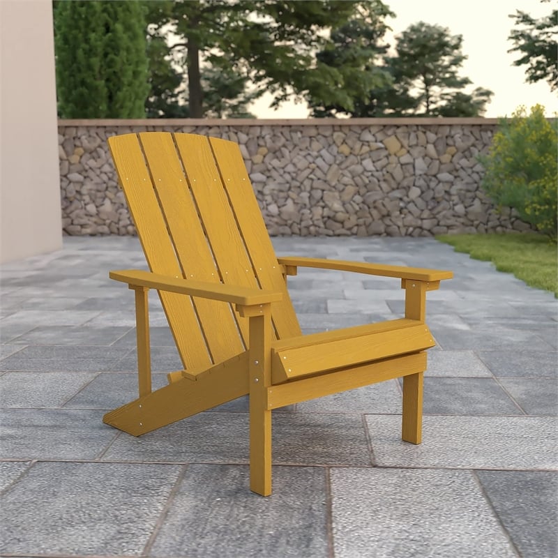 Flash Furniture Charlestown Faux Wood Adirondack Chair In Yellow