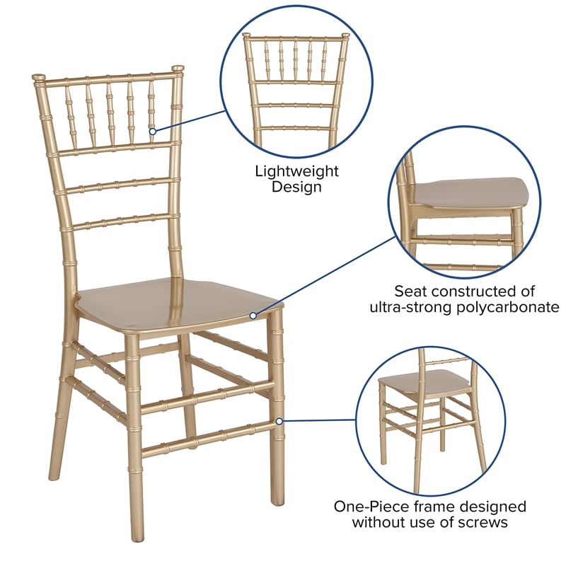 Flash Furniture Hercules Chiavari Dining Chair in Gold