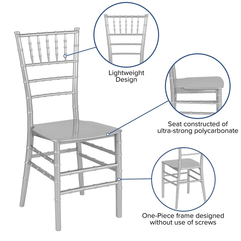 Flash Furniture Hercules Chiavari Dining Chair in Silver