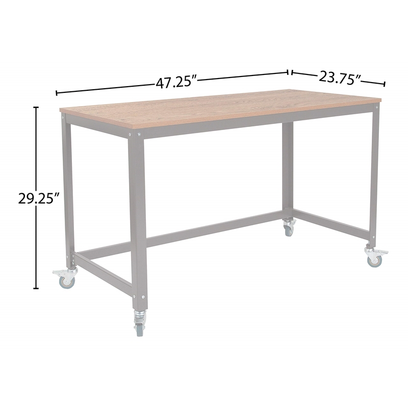 Flash Furniture Livingston Mobile Writing Desk in Brown Oak