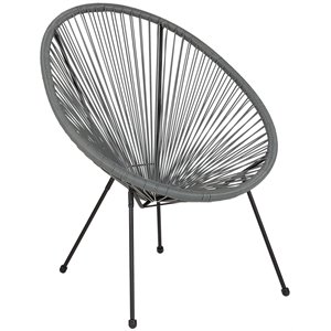 Flash Furniture Valencia 29&quot Oval Patio Chair in Gray and Black