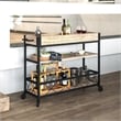 Flash Furniture Buckhead Bar Cart in Distressed Light Oak and Black