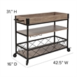 Flash Furniture Buckhead Bar Cart in Distressed Light Oak and Black