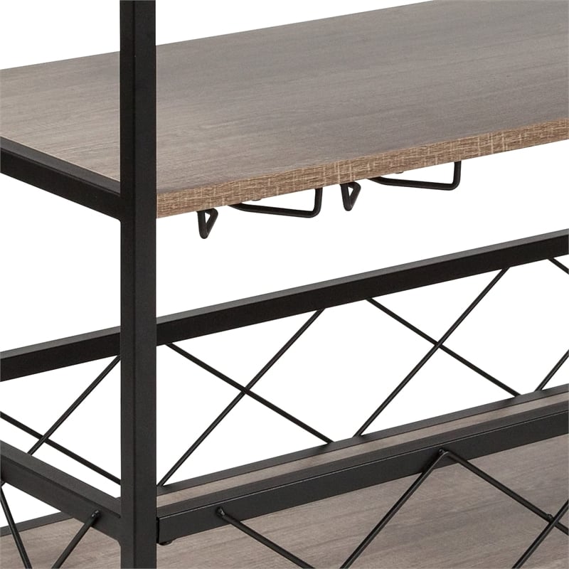 Flash Furniture Buckhead Bar Cart in Distressed Light Oak and Black