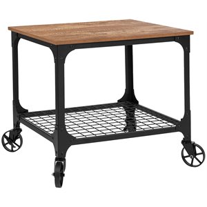 flash furniture grant park serving cart in light oak and black