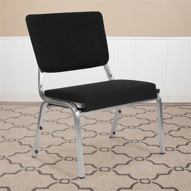 Flash Furniture Hercules Bariatric Reception Chair in Black and Silver