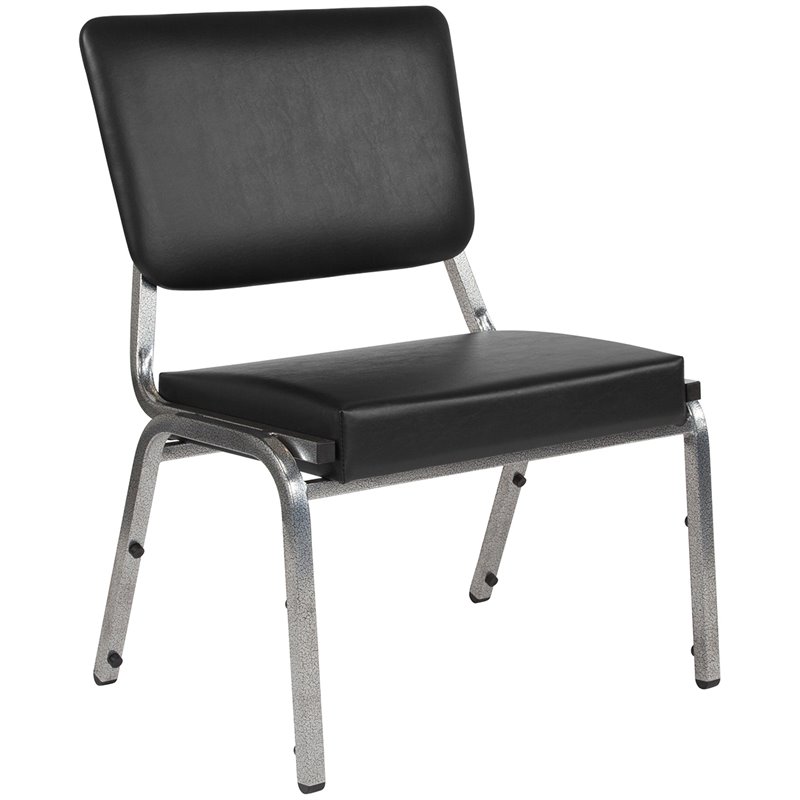 Flash Furniture Hercules Faux Leather Bariatric Reception Chair in Black