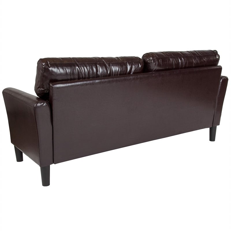 Flash Furniture Bari Leather Sofa in Brown and Black