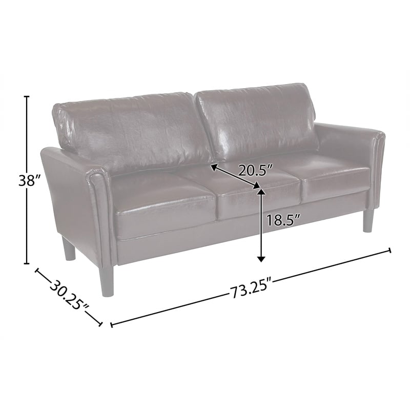 Flash Furniture Bari Leather Sofa in Brown and Black