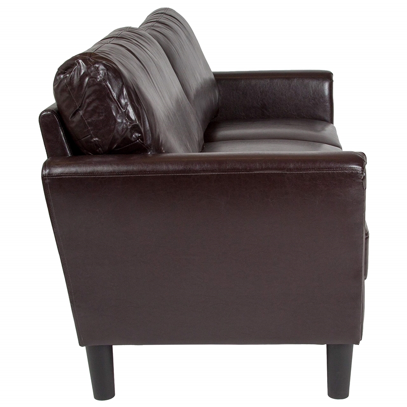 Flash Furniture Bari Leather Sofa in Brown and Black