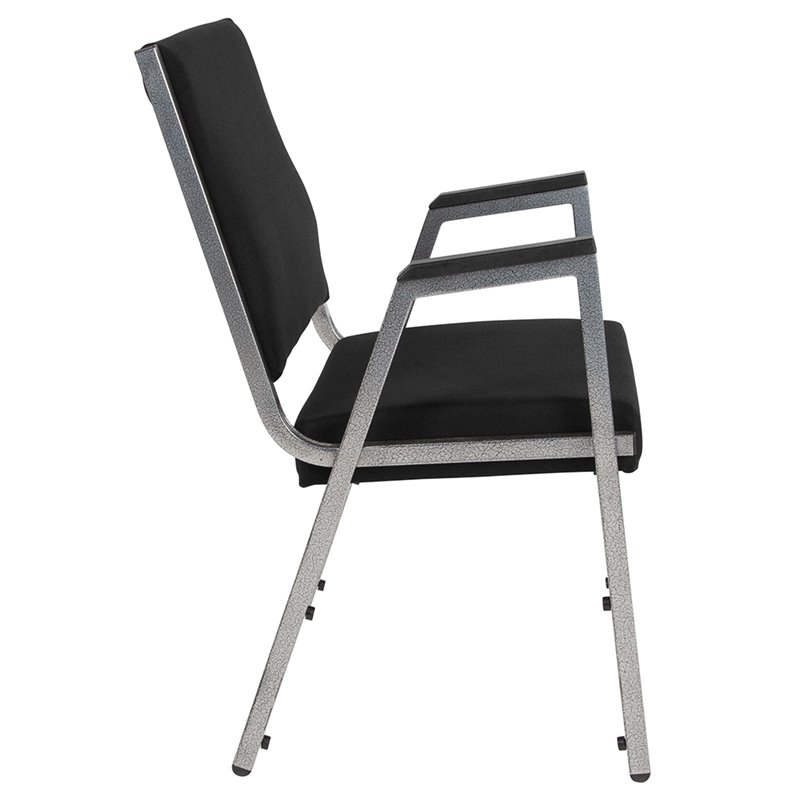 Flash Furniture Hercules Bariatric Reception Arm Chair in Black and Silver