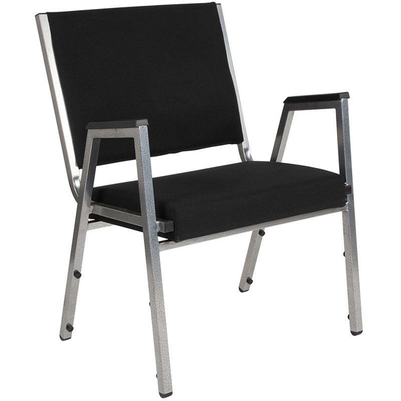 Flash Furniture Hercules Bariatric Reception Arm Chair in Black and Silver